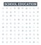 School education vector line icons set. School, Education, Learning, Knowledge, Classroom, Students, Teacher