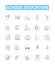 School education vector line icons set. School, Education, Learning, Knowledge, Classroom, Students, Teacher