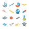 School Equipments and Tools Icons Set Isometric View. Vector