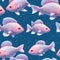 school of exotic fish, seamless pattern