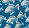 school of exotic fish, seamless pattern