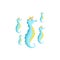 School Of Fantastic Blue And Yellow Tropical Seahorses Set Of Marine Animals