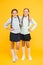 School friendship. Schoolgirls best friends excellent pupils. Schoolgirls tidy appearance school uniform. September