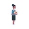 School Girl African American Hold Stack Of Books Isolated Cute Caucasian Schoolgirl Wearing Uniform