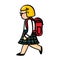 School girl with red backpack illustration