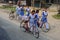 School girls going their homes from city to village