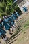 School girls hurry back to class in Robillard, Haiti.