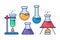 School Glass Test Tube Icons Set