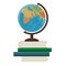 School globe and books on a white background