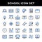 School icon set include graduation,study,certificate,creativity,discuss,school,award,education,book,clock,laboratory,studying,