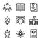 School icon set include rank,book,certificate,discuss,building,achievement,science