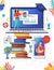 School Internet class flat vector illustration