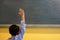 A School kid in classroom at lesson