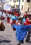 School kids carrying banners