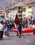 School kids carrying banners