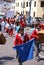 School kids carrying banners