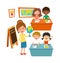 School kids education elementary school learning and people concept vector.