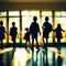 School with kids silhouettes