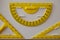 School large yellow protractor and two triangles