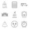 School life icons set, outline style