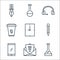 School line icons. linear set. quality vector line set such as science, mail, phone, pencil, hour, coffee, headphone, flask