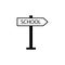 School location black sign icon. Vector illustration eps 10