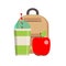 School lunch box. Kids school lunches icons in flat style.