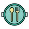 School lunch plate icon color outline vector