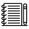 School notebook pencil icon, outline style