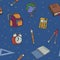 School objects seamless pattern