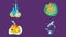 School Pack 5 Options text and school items icons against purple background