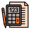 School paper calculator icon, outline style