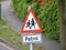 School patrol traffice sign warning in a street in England