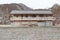 School photo on holiday in Shirakawago is Japan`s UNESCO world heritage site on the snow begins to fall