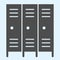 School safe lockers solid icon. Locker or cabinet for school closet, gym, stadium. Sport vector design concept, glyph
