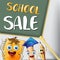 School sale cartoon characters Vector watercolor. Notebook pen and ruler funny characters illustration watercolor styles