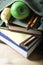 School Satchel with Books and Fruit