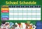 School schedule timetable with student items
