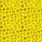 School seamless pattern with line icons on yellow background