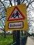 School sign UK warning to slow down road sign for school closed for coronavirus