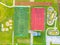 School sports ground with football stadium, jogging tracks around. basketball, volleyball, tennis courts. aerial photo, top view