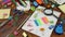 School Stationery on Brown Wooden Table