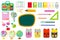 School stationery supplies vector clip art objects.