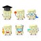 School student of banana marshmallow cartoon character with various expressions