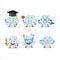 School student of blue cloud cartoon character with various expressions