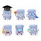 School student of blueberry marshmallow cartoon character with various expressions