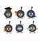 School student of frying pan cartoon character with various expressions