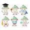 School student of green amanita cartoon character with various expressions