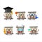 School student of house fireplaces with fire cartoon character with various expressions