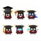 School student of magician hat cartoon character with various expressions